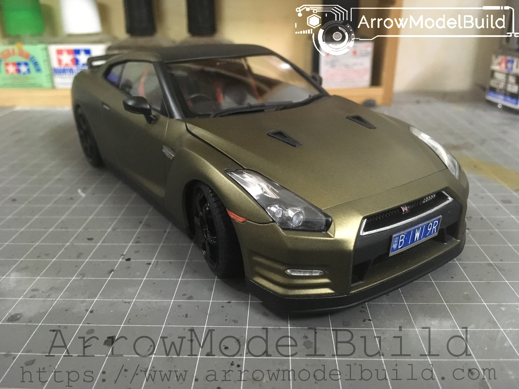 Picture of AeroModelBuild Nissan GTR R35 Custom Color (Matte Moss Green) Built & Painted 1/24 Model Kit