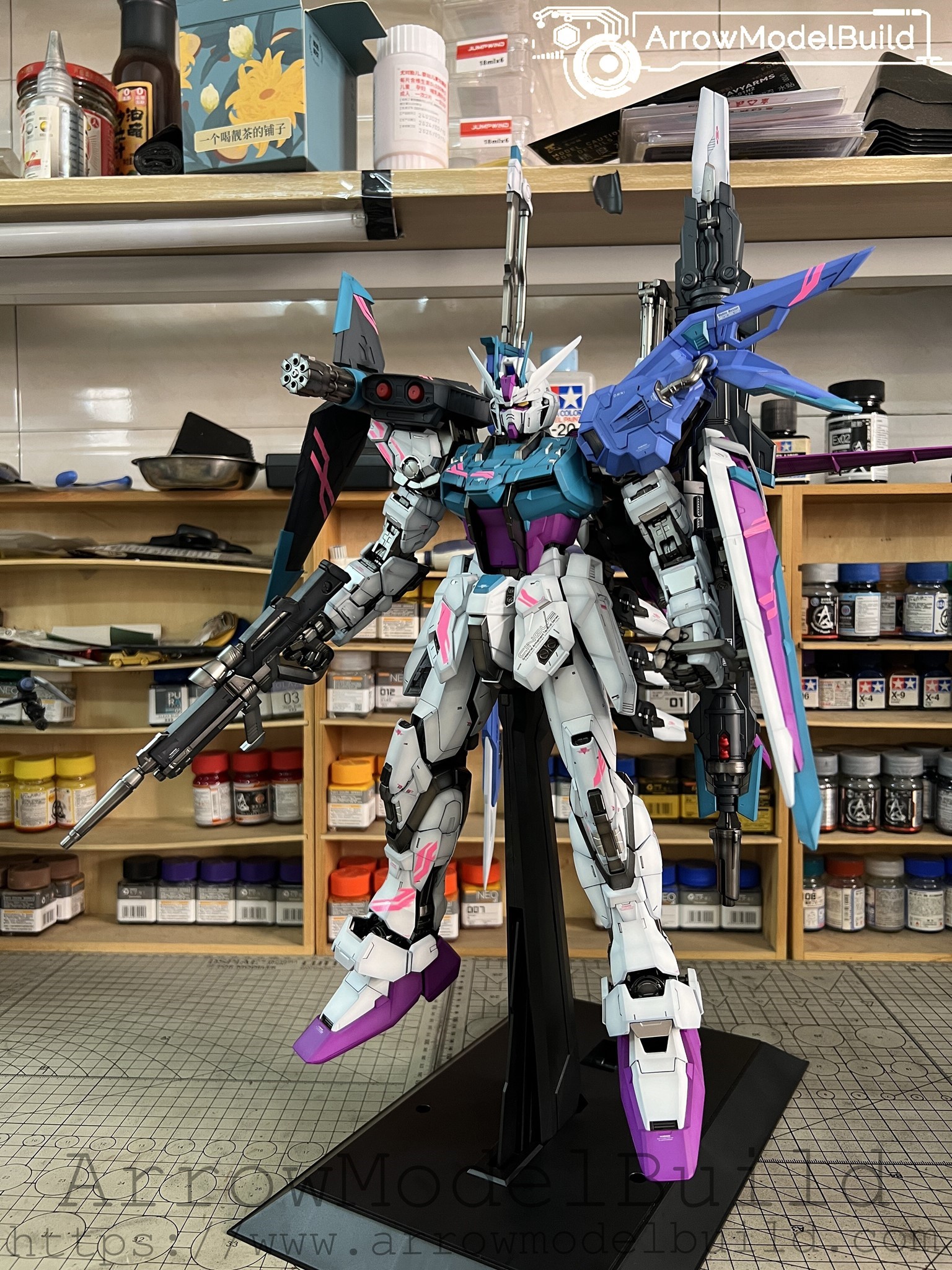 Picture of AeroModelBuild Perfect Strike Gundam (Custom Cyber Color ) Built & Painted PG 1/60 Model Kit
