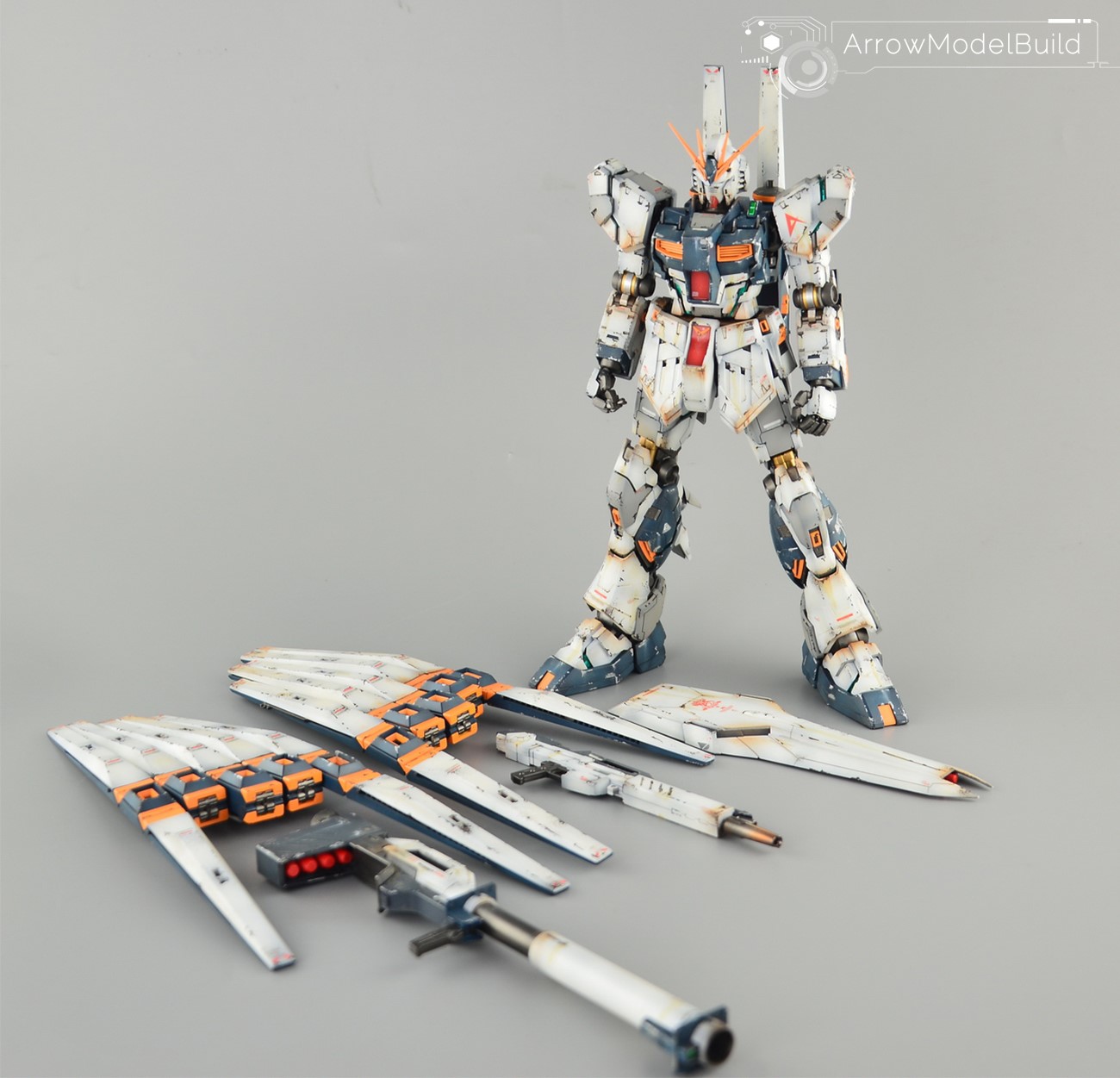 Picture of AeroModelBuild Nu Gundam Ver.ka Twin Funnel Weaterthing Built & Painted MG 1/100 Model Kit