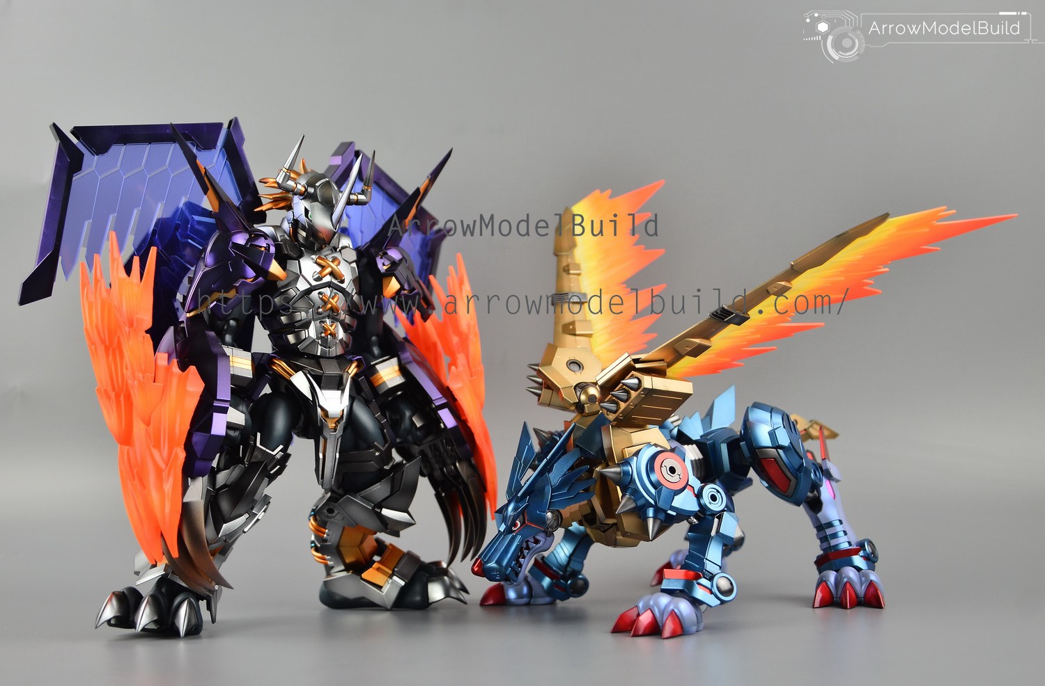 Picture of AeroModelBuild Black Wargreymon (Amplified) & Metal Garurumon (Amplified) Advanced Process Metal Coloring Built & Painted Model Kit