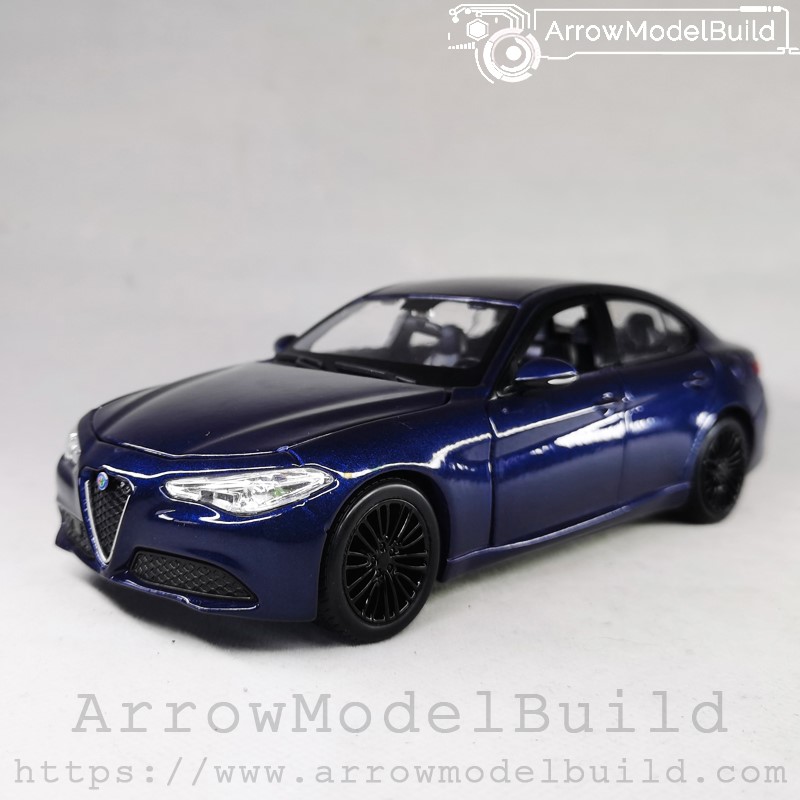 Picture of AeroModelBuild Alfa Romeo Giulia (Monte Carlo Blue) Blue and Black Wheels Edition Built & Painted 1/24 Model Kit