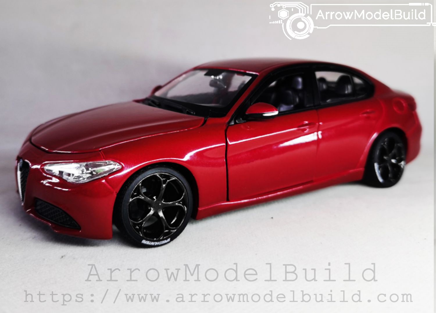 Picture of AeroModelBuild Alfa Romeo Giulia (Racing Red) Clover Wheel Limited Edition Built & Painted 1/24 Model Kit