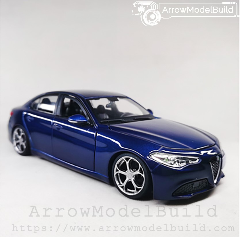 Picture of AeroModelBuild Alfa Romeo Giulia (Monte Carlo Blue) Four-Leaf Clover Wheel Edition Built & Painted 1/24 Model Kit