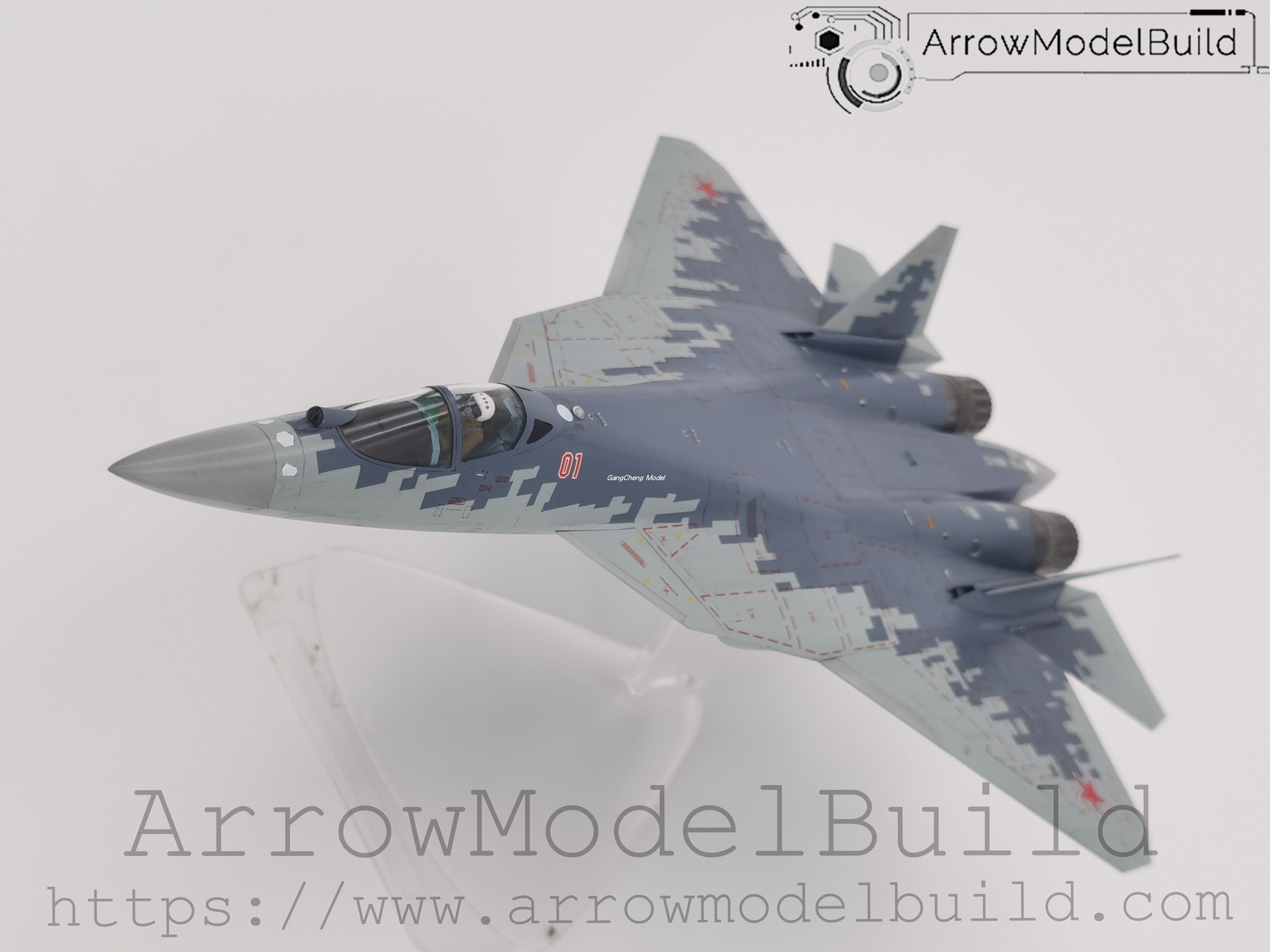 Picture of AeroModelBuild Russian Su-57 Fighter Jet Built & Painted 1/72 Model Kit