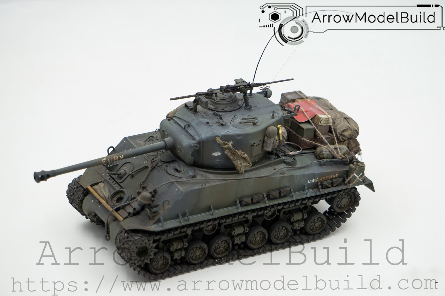 Picture of AeroModelBuild M4A3E8 Sherman Fury Medium Tank Built & Painted 1/35 Model Kit