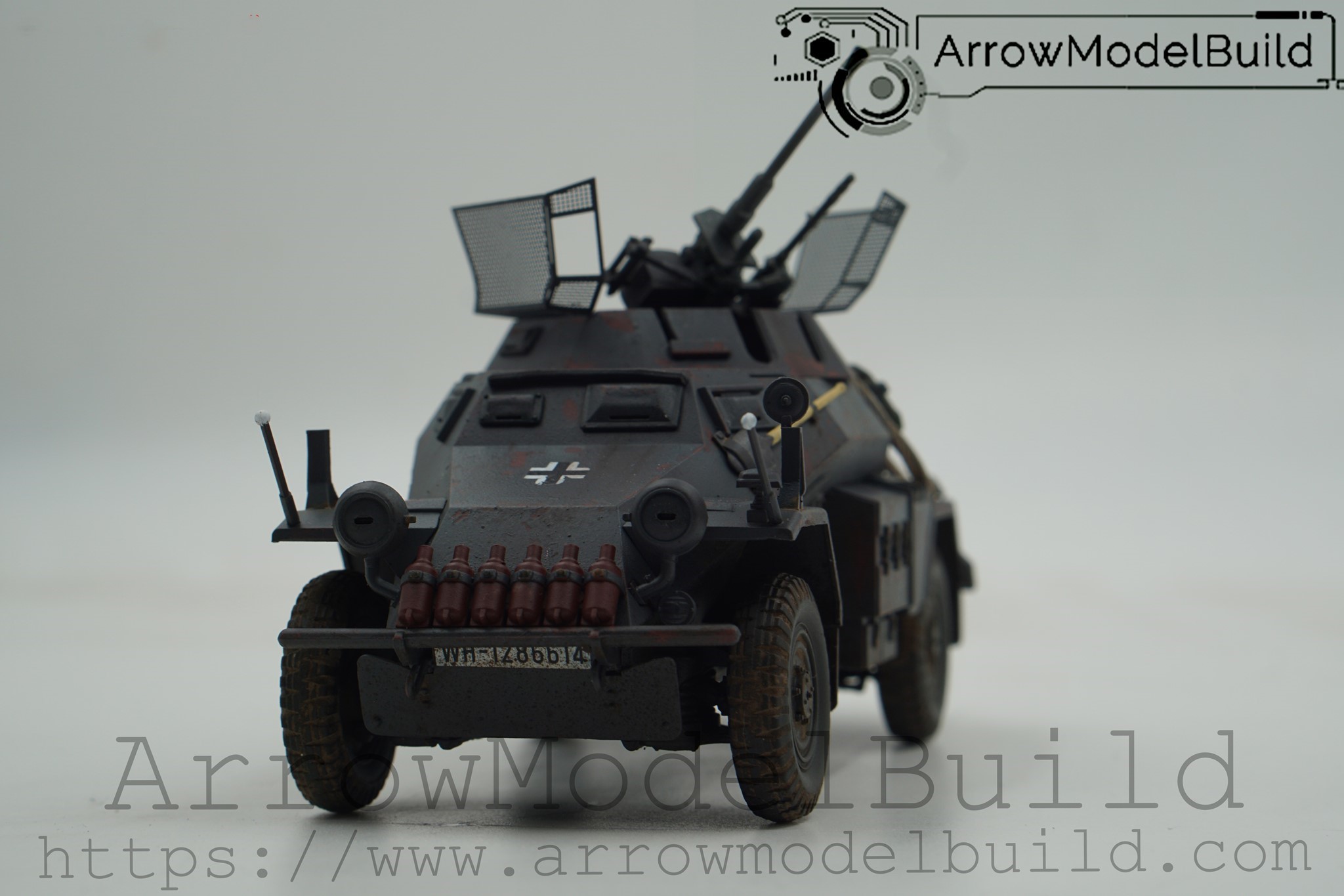 Picture of AeroModelBuild Sd.Kfz222 Wheeled Armored Vehicle (With Scene) Built & Painted 1/35 Model Kit
