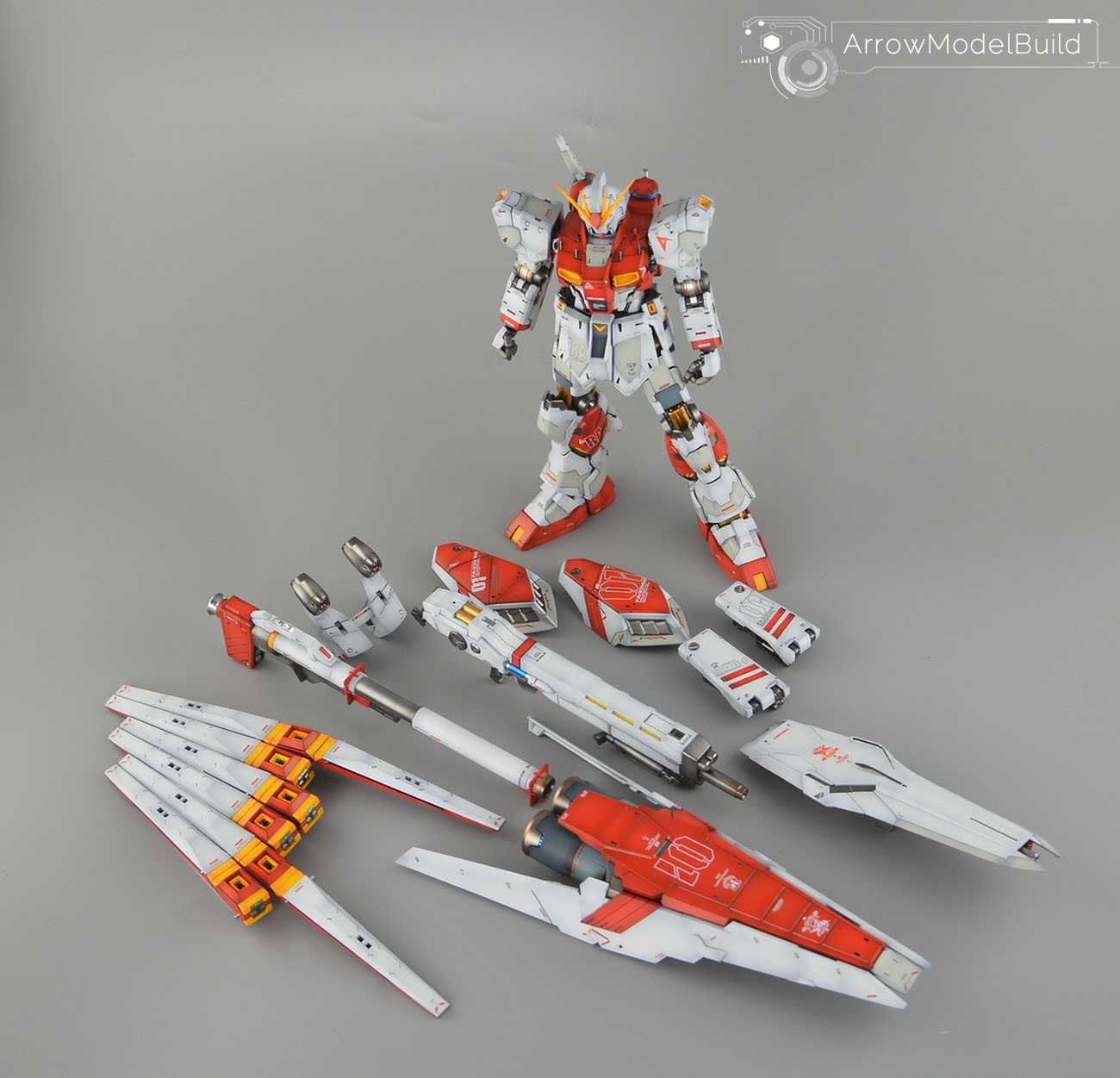 Picture of AeroModelBuild Nu Gundam HWS Ver.ka (Custom Red) Built & Painted MG 1/100 Model Kit