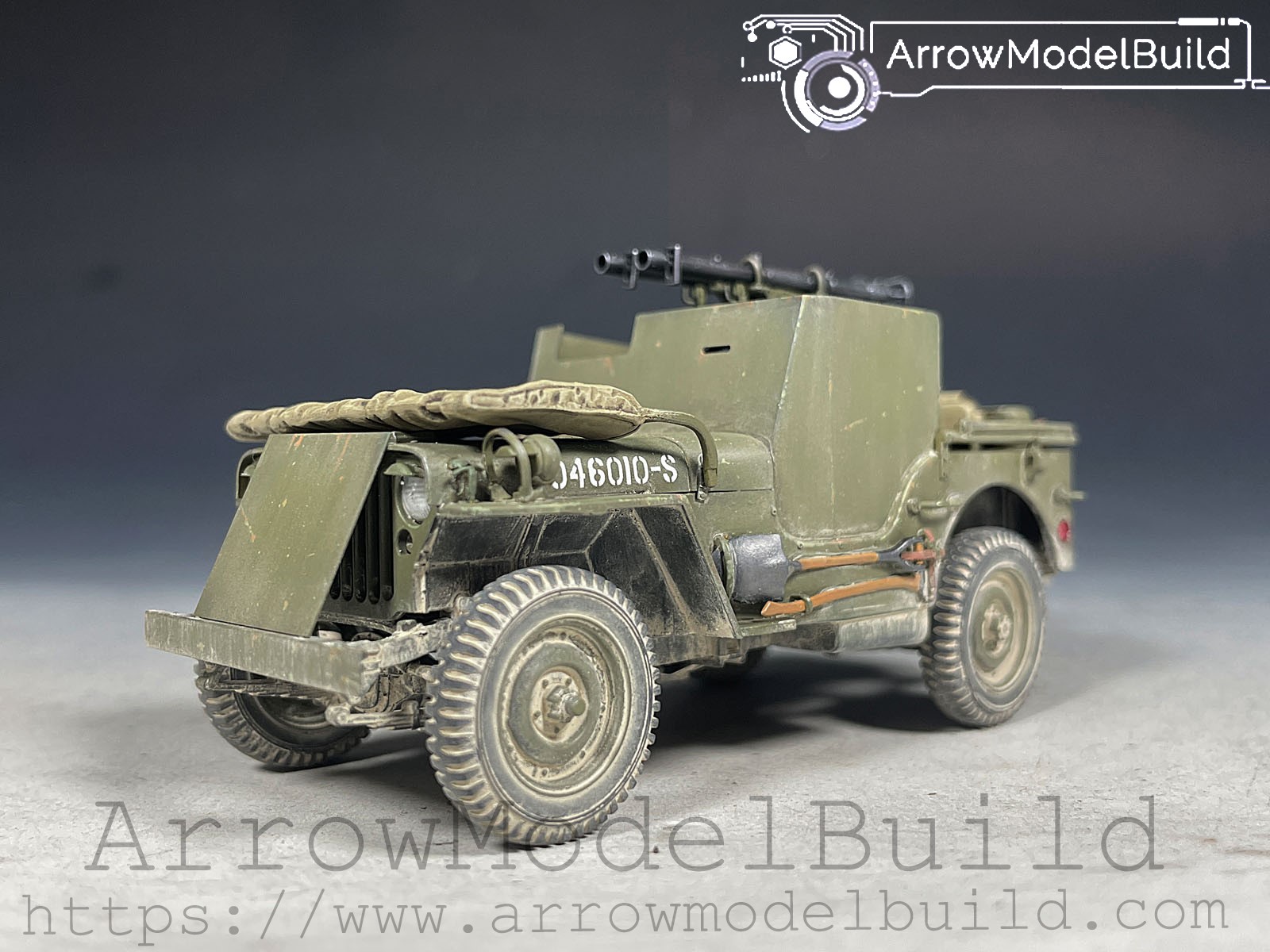 Picture of AeroModelBuild 1/4 Ton 4x4 Truck with Bazookas Built & Painted 1/35 Model Kit