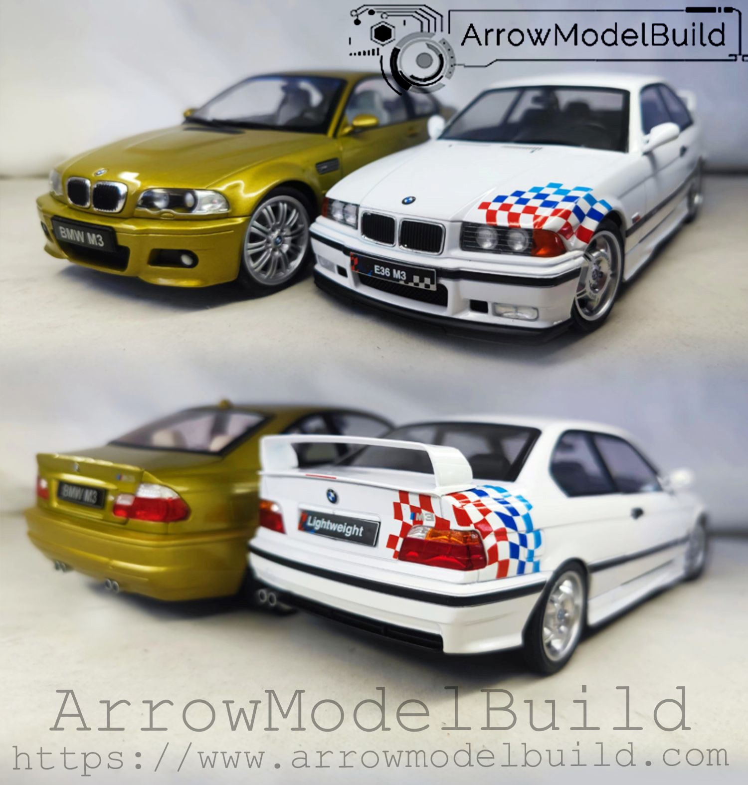 Picture of AeroModelBuild BMW M3 E36 (M Stripe) Built & Painted 1/18 Model Kit